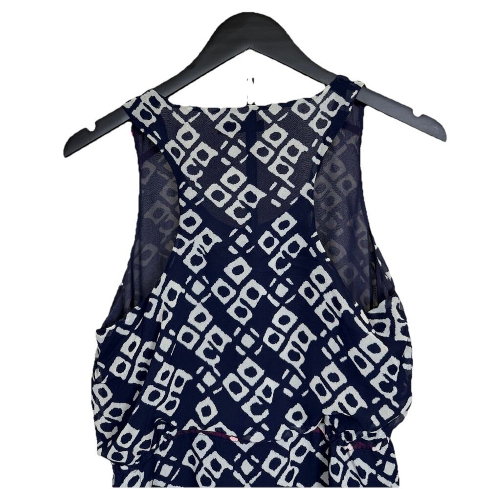THML Dress Women's Sz S Navy White Hot Pink Tribal Print Maxi Sleeveless - Picture 5 of 11